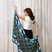 Load image into Gallery viewer, Block Print Cotton Silk Scarf/ Wrap - Ethereal