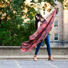 Load image into Gallery viewer, Block Print Cotton Silk Scarf/ Wrap - Mia Plum Leaf