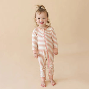 2 Way Zip Striped Long Sleeve Romper