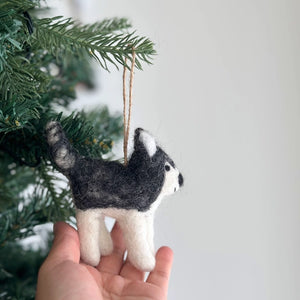 Black Husky Dog Ornament