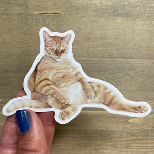 Snoozy Orange Tabby Cat Sticker