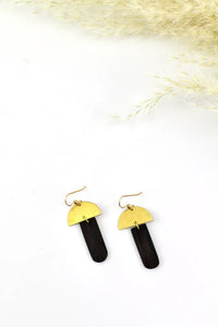 Brass & Wood Top Up Earrings
