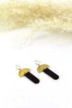 Load image into Gallery viewer, Brass &amp; Wood Top Up Earrings