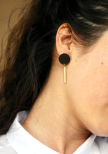 Load image into Gallery viewer, Brass &amp; Wood Drip Earrings