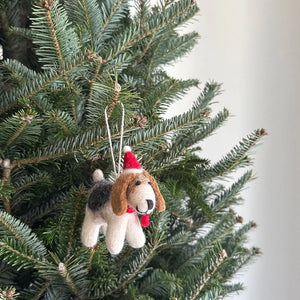 Jack Russell Dog with Christmas Hat Ornament
