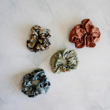 Load image into Gallery viewer, Satin Finish Hand Dyed and Block Printed Scrunchies - Set of 2