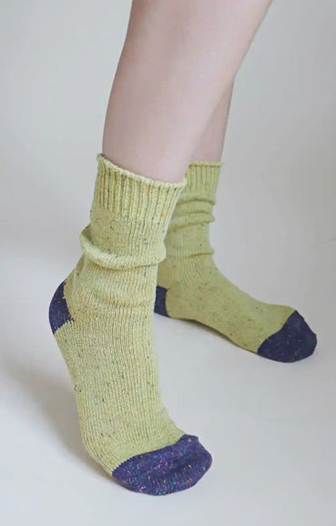 Confetti Wool Crew Socks - Mustard