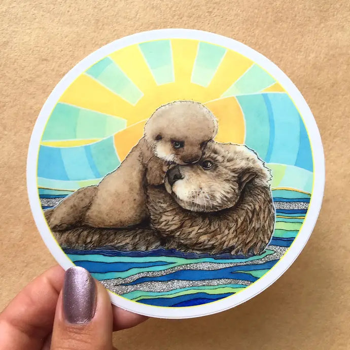 Mama Sea Otter and Baby Sticker