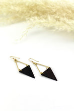 Load image into Gallery viewer, Brass &amp; Wood Mirrored Earrings