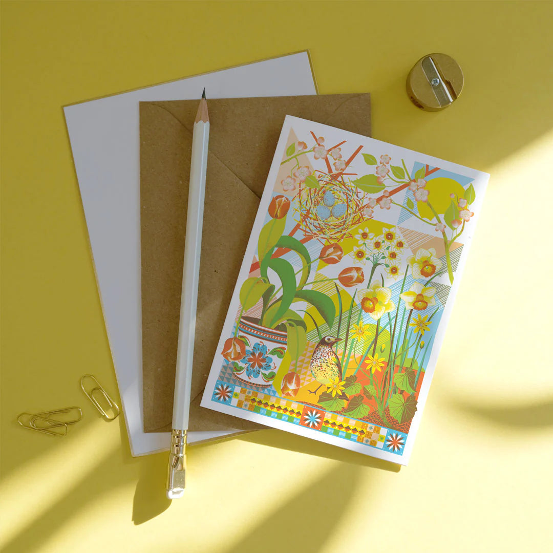 April Greeting Card – Zinnia Textiles Nelson