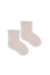 Tipped Rib Wool Cashmere Baby Socks