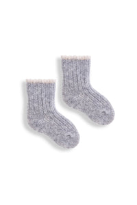 Tipped Rib Wool Cashmere Baby Socks