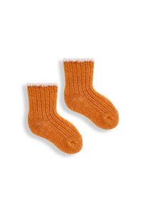 Tipped Rib Wool Cashmere Baby Socks