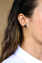 Load image into Gallery viewer, Brass &amp; Wood Window Earrings