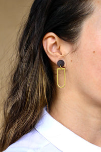Brass & Wood Window Earrings