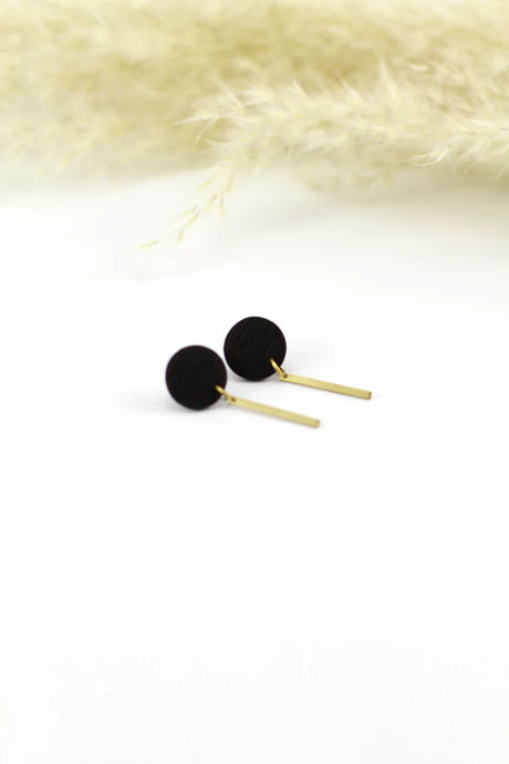 Brass & Wood Drip Earrings