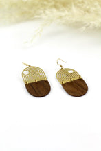 Load image into Gallery viewer, Brass &amp; Wood Sun Earrings