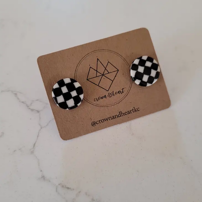 Checkered Circle Studs