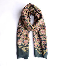 Load image into Gallery viewer, Block Print Scarf/Wrap - Emerald