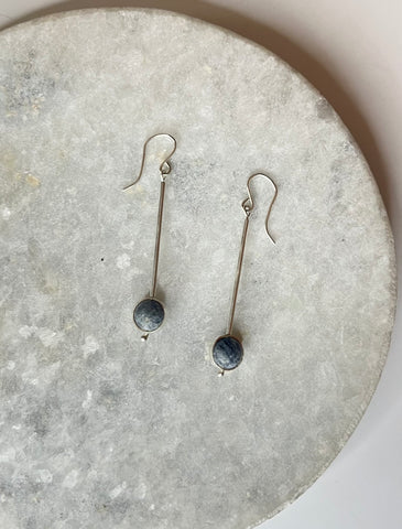 Silver Drop Earrings with Stone