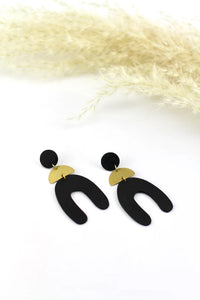Brass & Wood Stacking Earrings