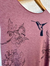 Load image into Gallery viewer, Simple Tee  - Heather Rose Floral with Hummingbirds