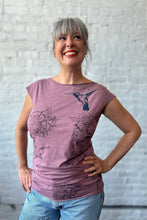 Load image into Gallery viewer, Simple Tee  - Heather Rose Floral with Hummingbirds