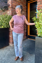 Load image into Gallery viewer, Simple Tee  - Heather Rose Floral with Hummingbirds