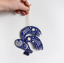 Load image into Gallery viewer, Screen Printed Wooden Decoration - Midnight Blue Owl