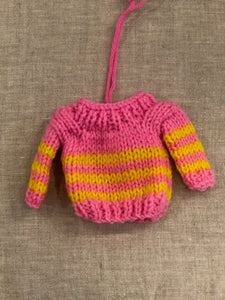 Neon Pink Holiday Knit Sweater Ornament