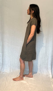 Naima Cap Sleeve Dress in Crinkle Linen
