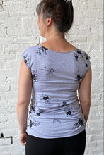 Load image into Gallery viewer, Simple Tee  - Heather Grey with Apple Blossoms