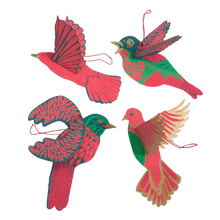 Load image into Gallery viewer, Festive Birds Paper Ornaments