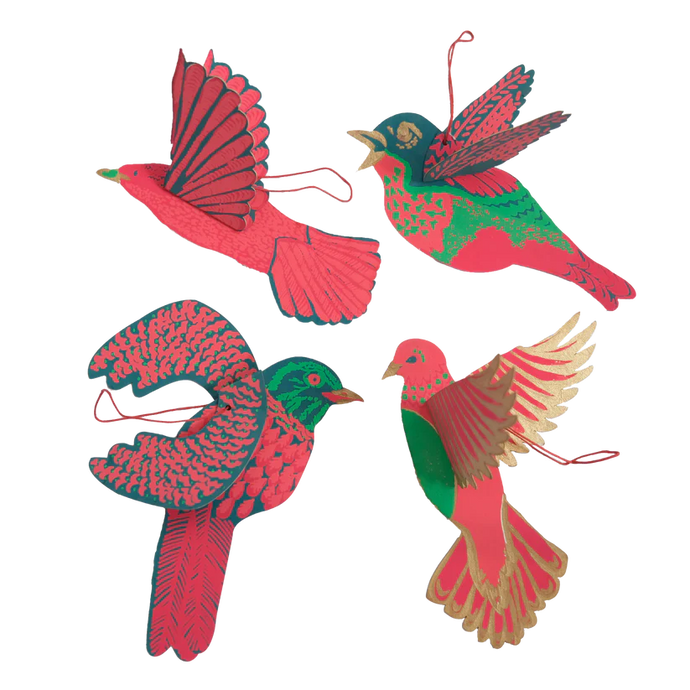 Festive Birds Paper Ornaments