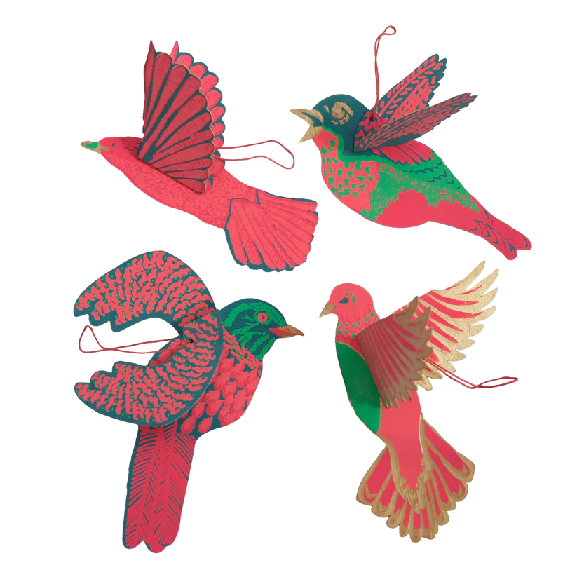 Festive Birds Paper Ornaments