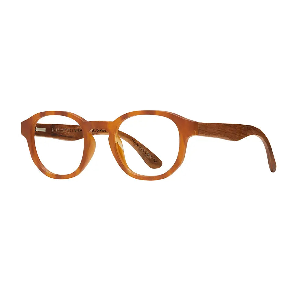 Sunset Readers - Blue Light Matte Brown Marble / Walnut Wood