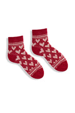 Load image into Gallery viewer, Wool Cashmere Quarter Crew Women&#39;s Socks - Hearts