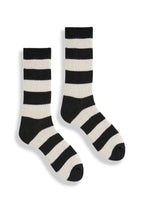 Load image into Gallery viewer, Wool Cashmere Crew Women&#39;s Socks - Rugby Stripe