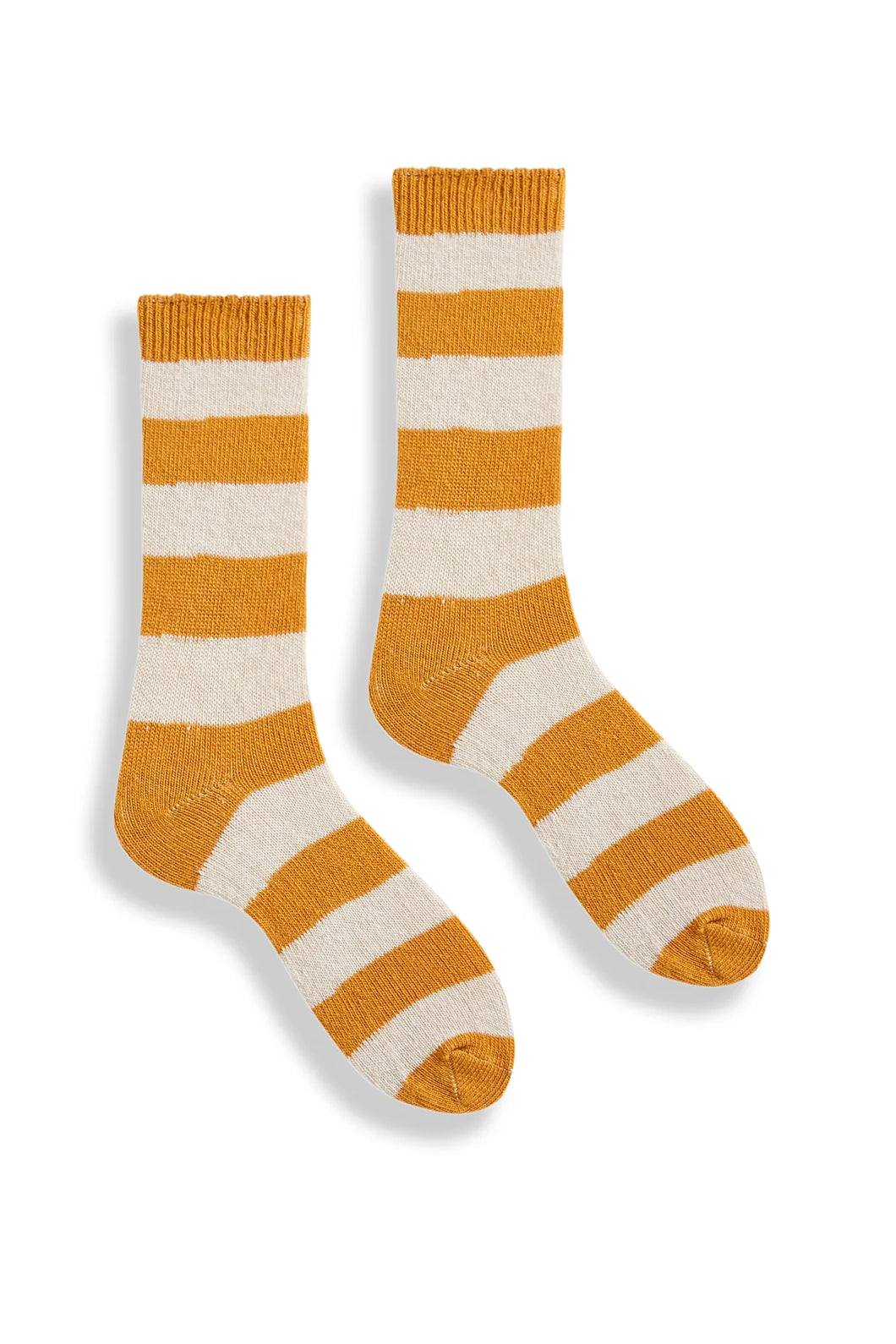 Wool Cashmere Crew Women's Socks - Rugby Stripe