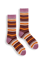 Load image into Gallery viewer, Wool Cashmere Crew Women&#39;s Socks - Multi Stripe