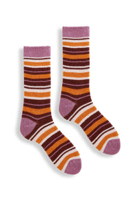 Wool Cashmere Crew Women's Socks - Multi Stripe