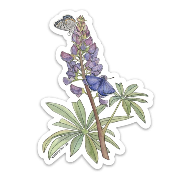 Wild Lupine and Karner's Blue Butterfly Sticker