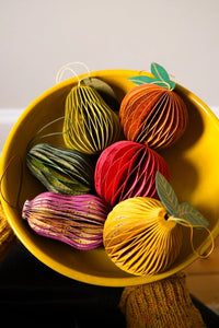 Fruit and Veggie Honeycomb Ornaments