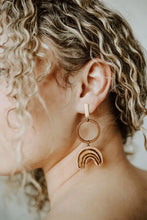Load image into Gallery viewer, Orange Arch Wooden Hoop Earrings