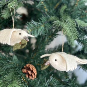 Felt Dove with Olive Twig Ornament