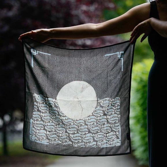 Square Block Print Bandana  - Chaand