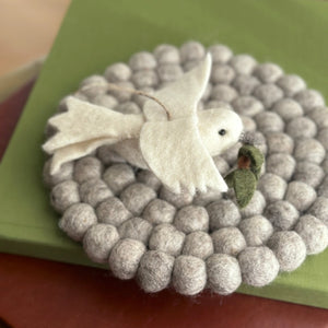 Felt Dove with Olive Twig Ornament