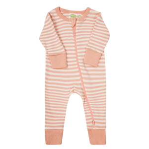 2 Way Zip Striped Long Sleeve Romper