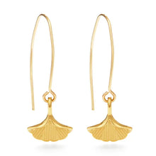 Load image into Gallery viewer, Gold Ginkgo Leaf Threader Earrings