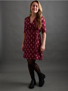 Anaya Wrap Dress - Garnet Ikat